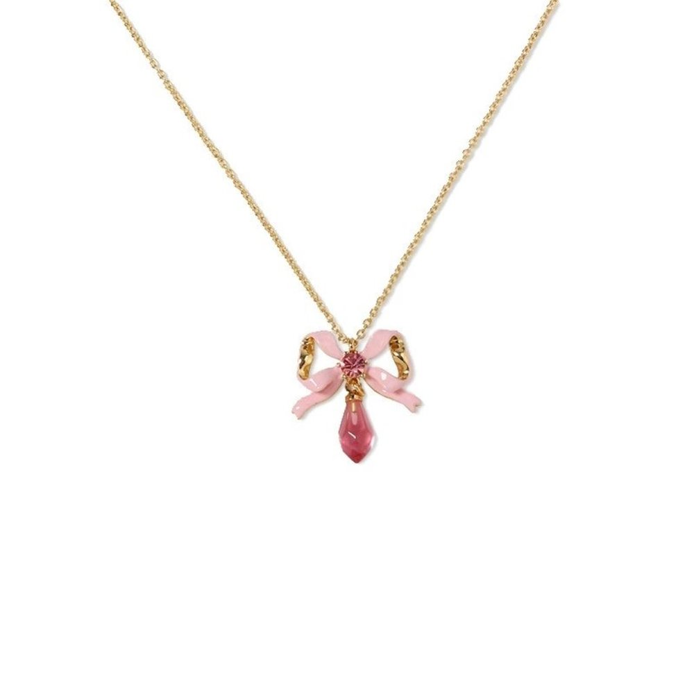 Les Nereides Ribbon And Crystal Drop Pendant Necklace